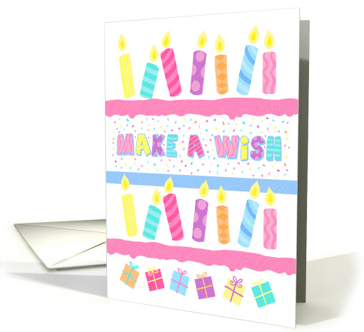 Birthday Make a Wish Candles & Confetti White card (1596854)