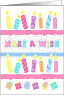 Birthday Make a Wish Candles & Confetti White card