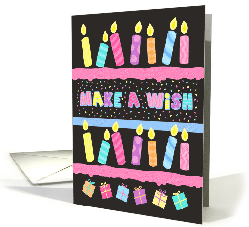 Birthday Make a Wish Candles & Confetti Black card (1596856)