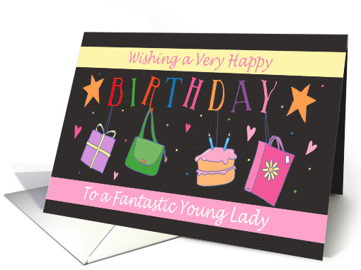 Birthday for Lady Hanging Bags Gifts Cake card (1596858)
