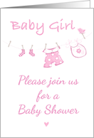 Baby Shower Invite Pink Girl Clothes Line card