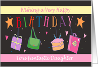 Fantastic Daughter Hanging Bags Gifts Cake card