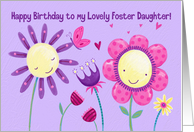 Foster Daughter Cute Flowers & Butterfly Birthday card