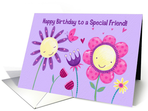 Friend Cute Flowers & Butterfly Birthday card (1597572)
