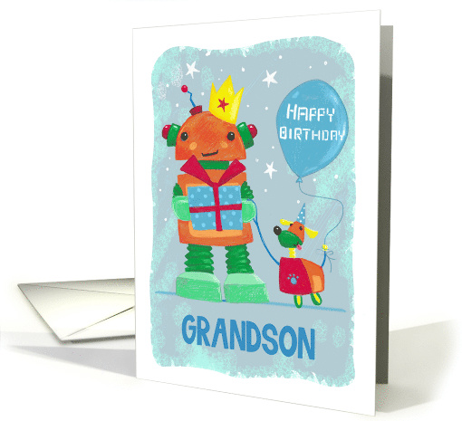 Grandson Birthday Robot and Dog card (1597840)
