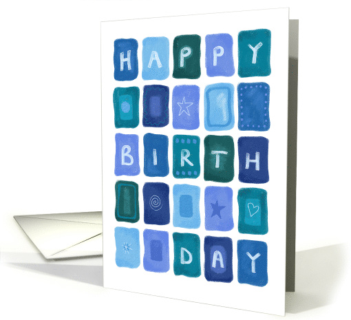 Blue Happy Birthday Painted Colour Blocks card (1597886)