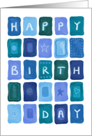 Blue Happy Birthday Painted Colour Blocks card