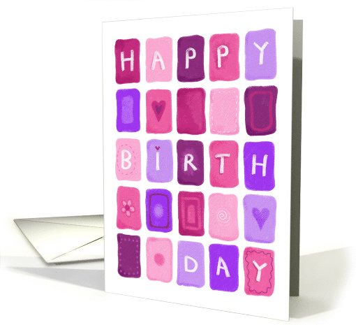 Pink Happy Birthday Painted Colour Blocks card (1597890)