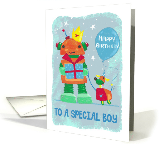 Special Boy Robot and Dog Birthday card (1597980)