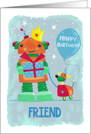 Friend Robot and Dog Birthday card