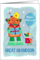 Great Grandson Robot and Dog Birthday card