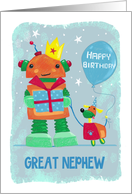 Great Nephew Robot and Dog Birthday card