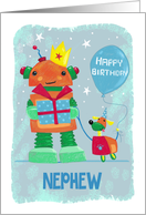 Nephew Robot and Dog Birthday card