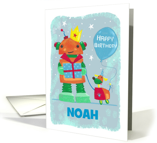 Name Personalise Happy Birthday Robot and Dog card (1598104)