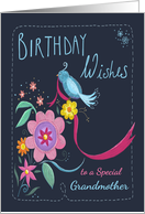 Grandmother Birthday Wishes Bird & Flowers card