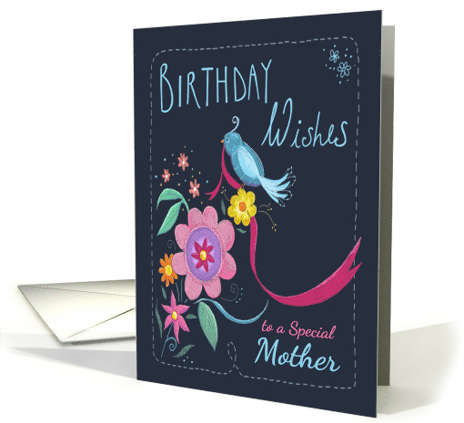Mother Birthday Wishes Bird & Flowers card (1598290)