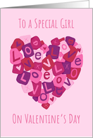 Special Girl Valentine Love Letter Heart card