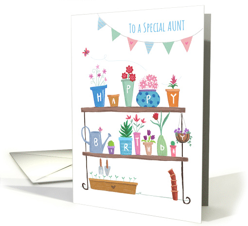 Aunt Happy Birthday Flower Plant Pots card (1598768)