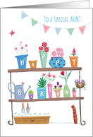 Aunt Happy Birthday Flower Plant Pots card