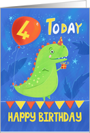 4 Today Happy Birthday Green Dinosaur with Balloon card