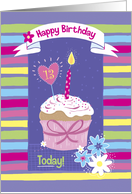 Happy Birthday 13 Today Colorful Cupcake with Candle card