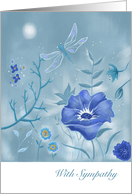 With Sympathy Moonlit Dragonfly Florals in Blue card