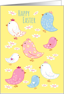 Happy Easter Patterned Chicks on Yellow card