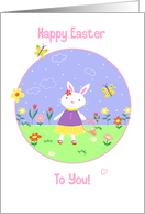 Happy Easter To You Bunny Flowers & Butterflies card