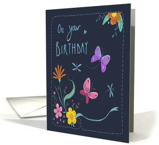 Birthday Modern Butterflies and Florals card (1607354)