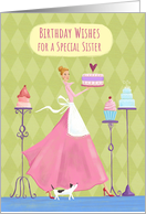 Sister Birthday Wishes Lady Cake Stands card