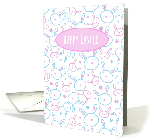 Happy Easter Cute Bunny Pattern card (1607608)