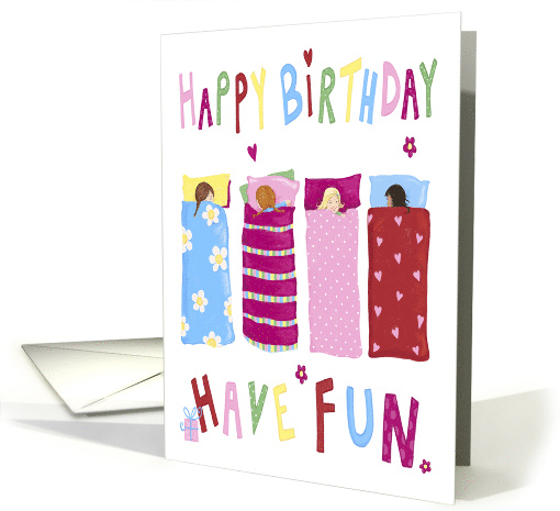 Fun Birthday Girls Sleepover card (1609638)