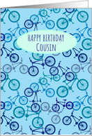 Cousin Happy Birthday Blue Bike Lover Pattern card