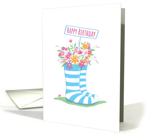 Happy Birthday Floral Wellington Boots card (1615404)