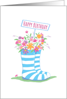 Happy Birthday Floral Wellington Boots card