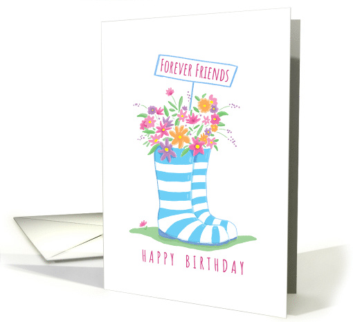 Forever Friends Birthday Floral Wellington Boots card (1615406)