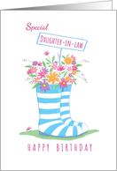 Special Daughter-in-Law Birthday Floral Wellington Boots card
