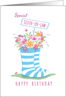 Special Sister-in-Law Birthday Floral Wellington Boots card