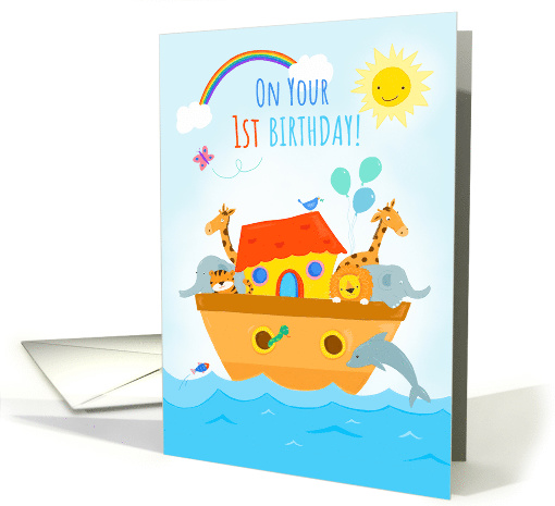 1st Birthday Cute Animal Ark card (1626538)