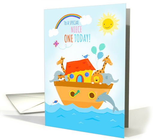 For Niece 1st Birthday Cute Animal Ark card (1627738)