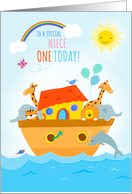 For Niece 1st Birthday Cute Animal Ark card