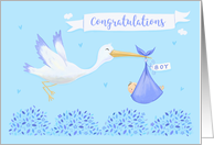 Baby Boy Congratulations Stork card