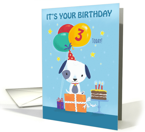 3 Today Birthday Cute Dog with Balloons card (1638584)