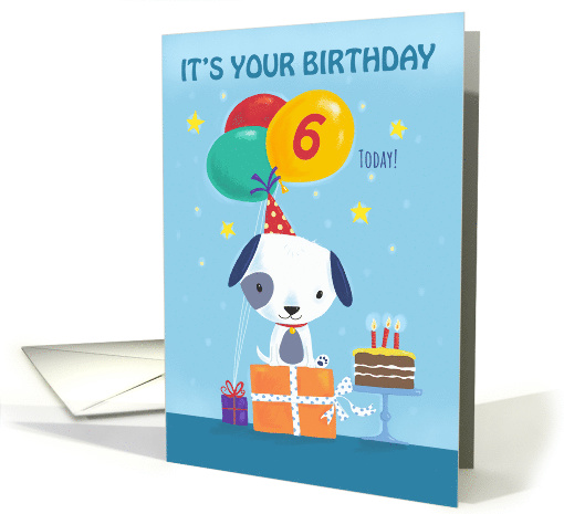 6 Today Birthday Cute Dog with Balloons card (1638684)