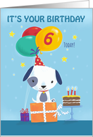 6 Today Birthday Cute Dog with Balloons card