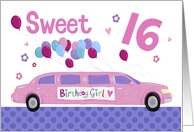 Sweet 16 Birthday Pink Limo Car card