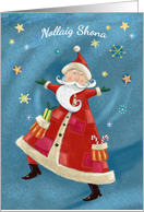 Irish Christmas Greeting Jolly Santa Claus card