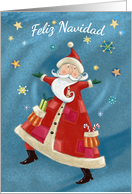 Spanish Christmas Greeting Jolly Santa Claus card