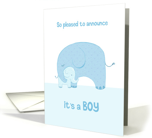 Baby Boy Announcement Cute Blue Elephants card (1639784)