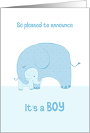 Baby Boy Announcement Cute Blue Elephants card